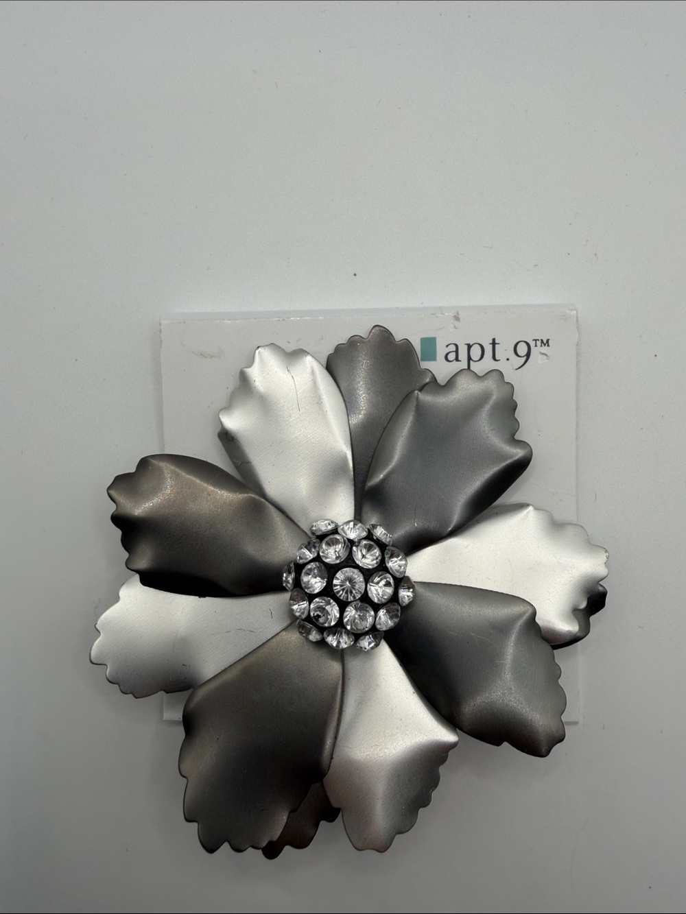 Apt. 9 Silver and Gunmetal Floral Wall Hook with Crystal Center